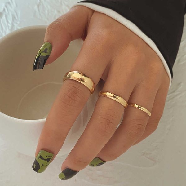 

cluster rings kisswife 3pcs punk golden metal rings set for women simple finger rings set for men fashion jewelry gifts accessories l221011, Golden;silver