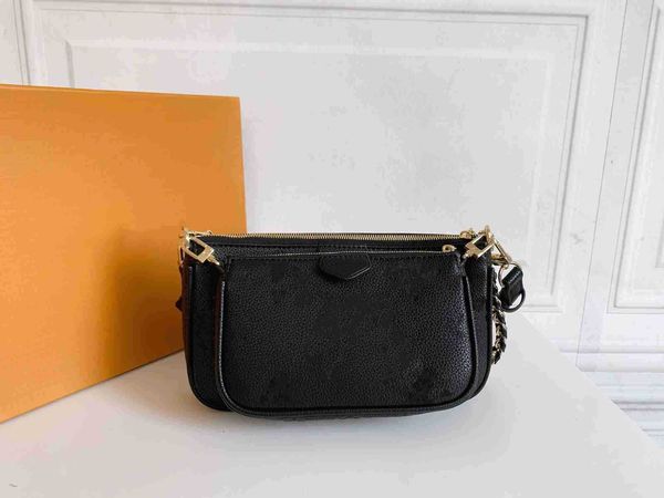 

genuine leather bag 6 colors multi pochette accessories chain women shoulder handbags embossed flower fashion crossbody purse card for