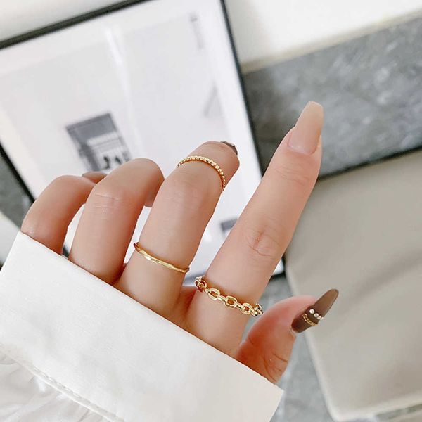 

cluster rings golden punk metal geometry circular punk rings set index finger accessories buckle joint tail ring for women jewelry gifts l22, Golden;silver