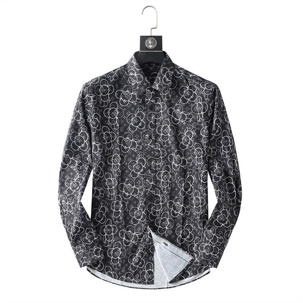 

2022 happyjeffery new men shirts slim fit floral printed long sleeve button male business casual men's shirt dress casual asian size, White;black