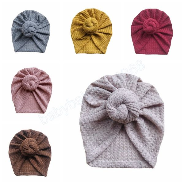 

fashion handmade knotted baby indian hat solid color knitted cotton caps warm children headwear kids pgraphy props, Yellow