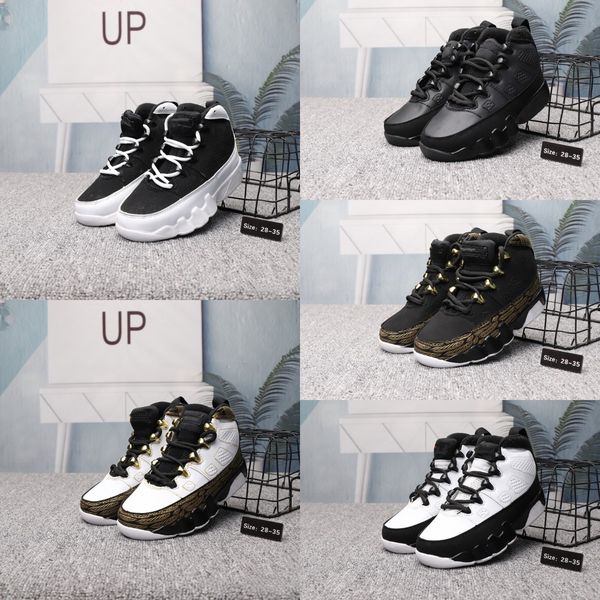

2022 trend kids la 9s ix basketball shoes jumpman  cool particle grey bred patent chile red gym red racer unc university blue gold sport sn, Black
