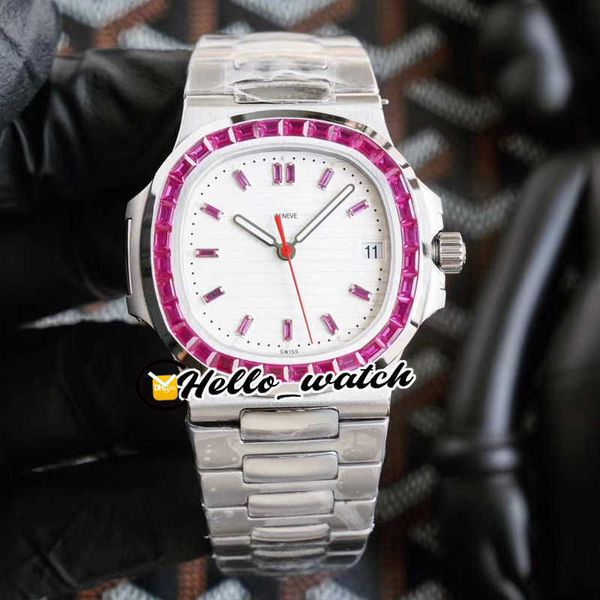 

limited new 5711/113p-01 5711 white texture dial cal.324 sc automatic mens watch ruby diamond ss steel bracelet sport watches