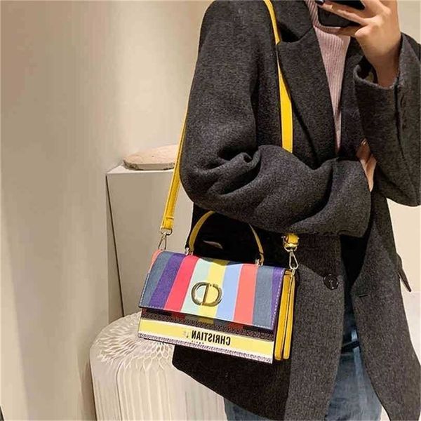 

70% off 2023 designer bag trend small square hand graffiti painted rainbow