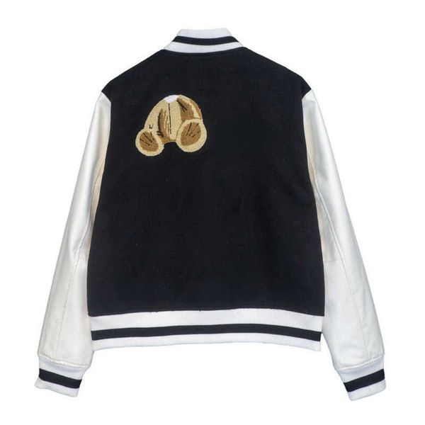 

mens plus size outerwear plam designer jacket bear embroidery wool coat men women hip-hop loose cardigan baseball jackets 0088, Black;brown
