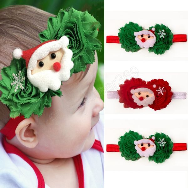 

infant baby christmas headbands kids flower cartoon santa claus elastic hairband children headwear hair accessory, Slivery;white