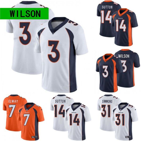 

football jerseys denver''broncos''men women youth 3 russell wilson 2 patrick surtain ii 14 courtland sutton 7 john elway, Black