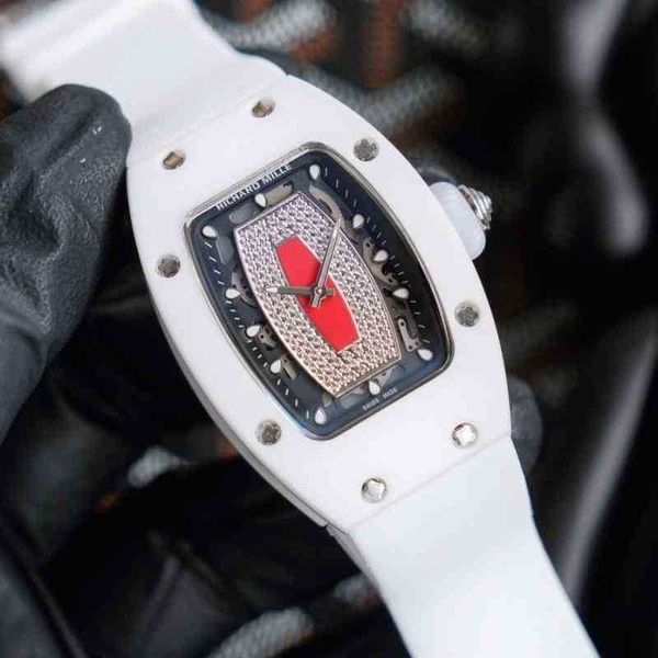 

luxury mens mechanics watch richa mechanical women's full diamond square trend full-automatic sports waterproof white ceramic mill rubb