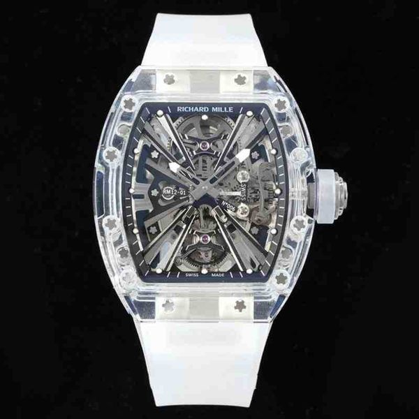 

richa mill mechanical watch transparent wine barrel type high-grade handsome deep waterproof full-automatic male