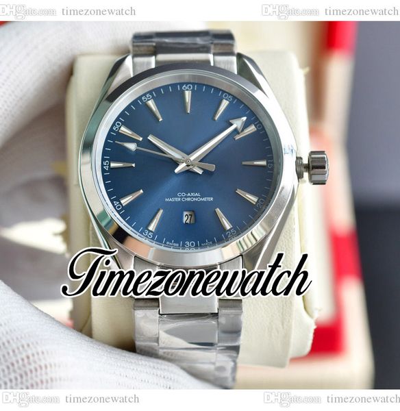 

41.5mm aqua terra 150m automatic mens watch 220.10.38.20.03.003 blue dial stick markers stainless steel bracelet new watches twom timezonewa, Slivery;brown