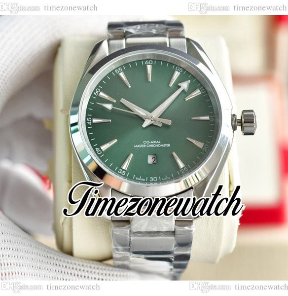 

41.5mm aqua terra 150m automatic mens watch 220.10.38.20.10.002 green dial stick markers stainless steel bracelet new watches twom timezonew, Slivery;brown