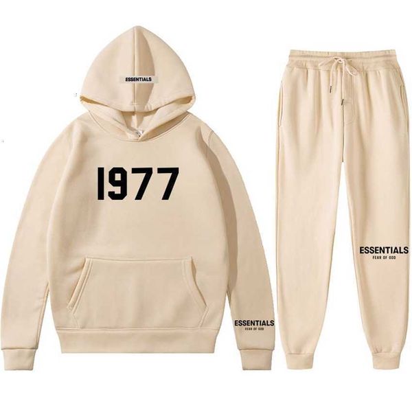 

men's tracksuits new fear double thread fashion label essentials season 7 1977 bodysuit set 7 1977, Gray