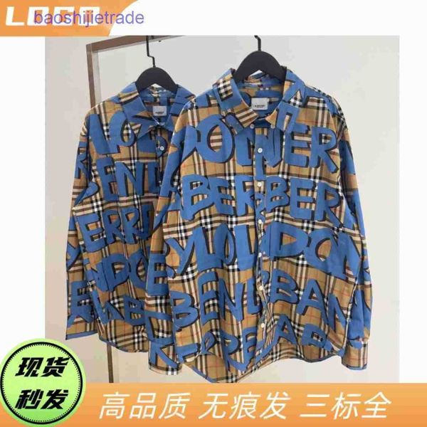 

designer casual men shirts brand burbely online shop early autumn 2022 letter printed graffiti shirt men's and, White;black