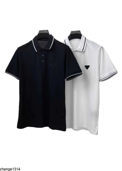 

mens casual shirts 2022 luxury designer prad mens t polo quality cotton business lapel neckline embroidery breathable moisture me05, White;black