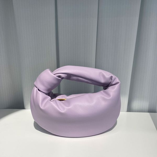 

mini handbag purse cloud pillow bag solid color tote bag tie handle genuine leather zipper closure women hand clutch wallets multiple colors