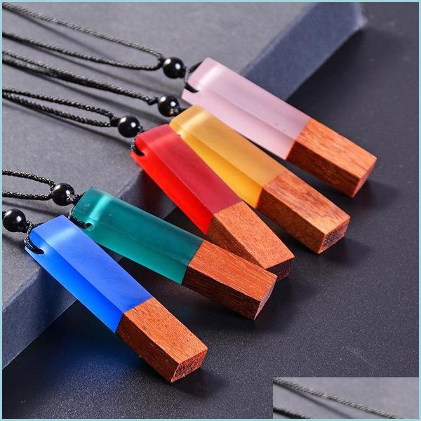 

pendant necklaces new creative ocean solidified wood resin necklace manual retro adjustable solid pendant sweater chain drop deliver dhqof, Silver