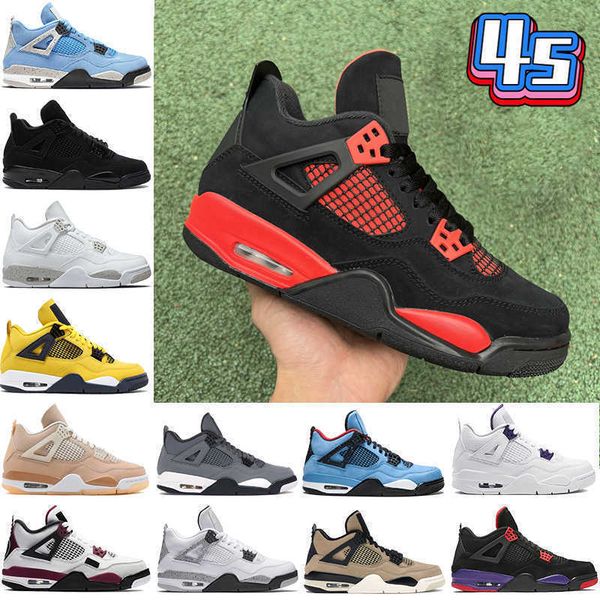 

2022 4 4s mens basketball shoes sneakers red thunder university blue black cat white oreo shimmer cement what the fire red men women
