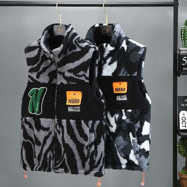 

men's fur faux fur reverse double-sided men cotton vest casual lambswool waistcoat men's sleeveless jacket warm overcoats new t221, Black