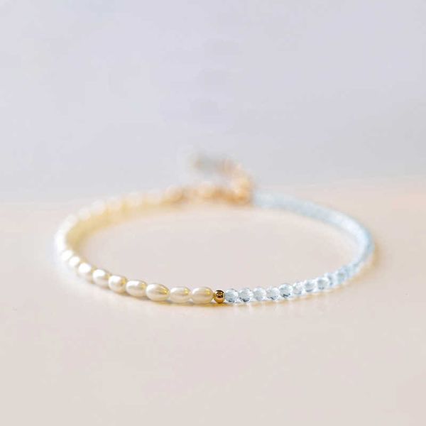 

beaded strands trendy super thin 2mm light sky blue natural aquamarine freshwater pearls beads beaded bracelets for women fine jewelry ybr63, Black