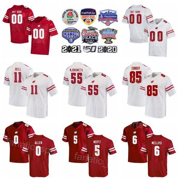 

ncaa wisconsin badgers football college 1 chez mellusi jersey 11 skyler bell 55 maema njongmeta 85 clay cundiff 5 graham mertz 0 braelon all, Black