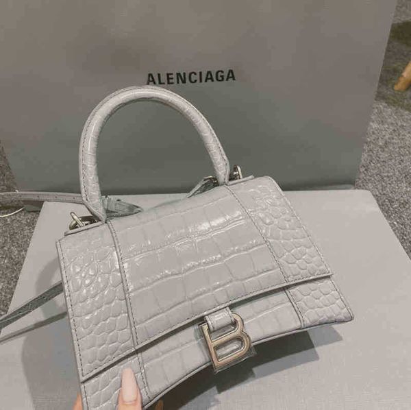 

designer handbags balencaigass fashion bags same female star 2022 versatile family crocodile hourglass character leather diagonal shoulder h