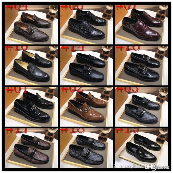 

20 model luxury dress shoe men formal shoes designer leather pointed toe fashion groom wedding shoes men's oxford shoess dresses plus s, Black