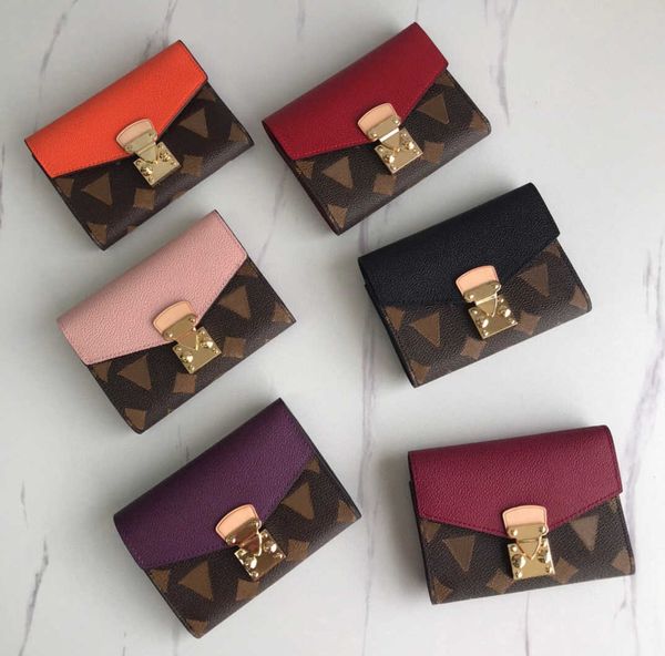 

fashion flowers luxurys wallets luxurys mens womens leather clutch bags classic letters coin purse with original box checked, Red;black