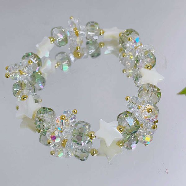 

beaded strands pink/green/purple/champagne shell star crystal beaded strand bracelets for women fashion jewelry accessories wholesale ybr769, Black