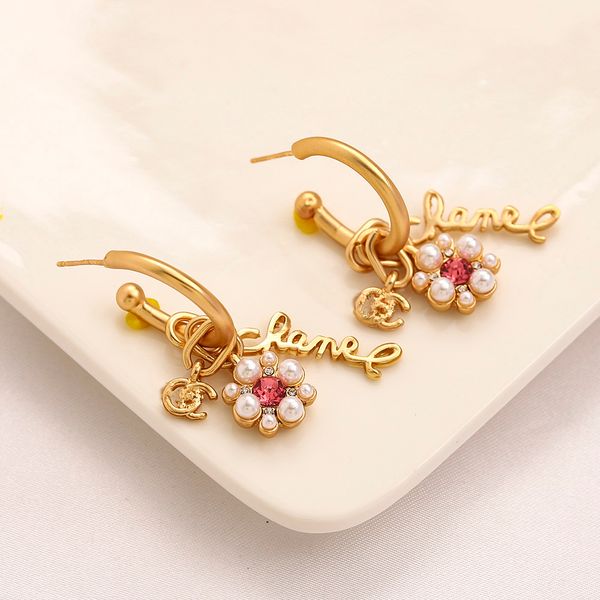 

18k gold plated luxury brand designers letters stud stainless steel geometric famous women crystal rhinestone pearl earring wedding party je, Golden;silver