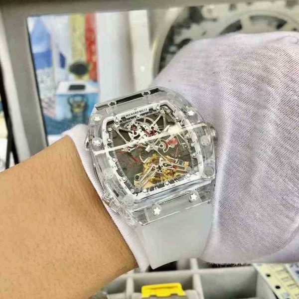 

luxury mens mechanics watch richa leisure men's automatic mechanical watch hollowed out transparent crystal personalized sports fashion
