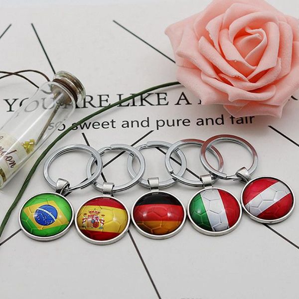 

collectable 2022 world cup keychain flag football keyrings 32 teams soccer fans souvenir promotion gifts brazil key ring holder 10pcs/lot sj