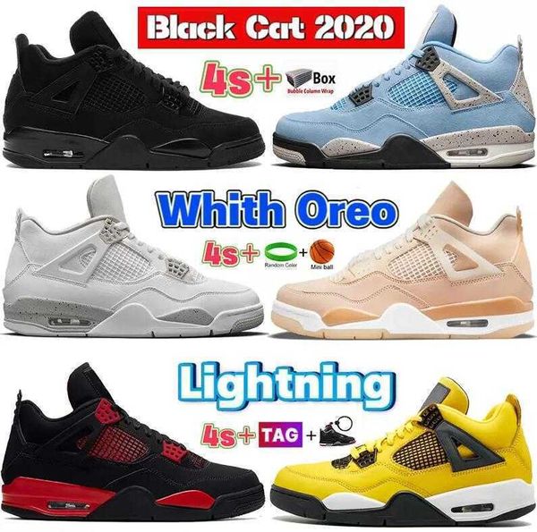 

mens 4 black cat university blue bred 4s basketball shoes white oreo shimmer fire red thunder metallic purple paris men women designer