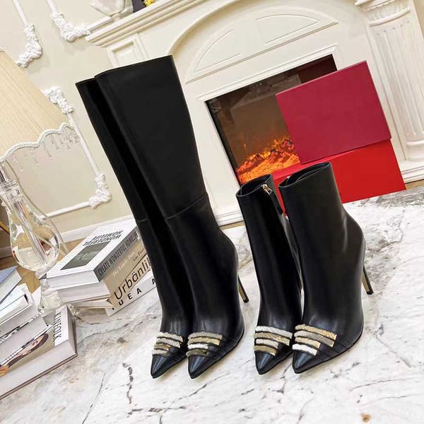 

designer boots luxury stilettos rivet black party ball fall winter size 35-41 lemp