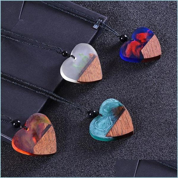 

pendant necklaces new creative ocean solidified wood resin lady necklace retro adjustable solid pendant sweater chain drop delivery dhea8, Silver