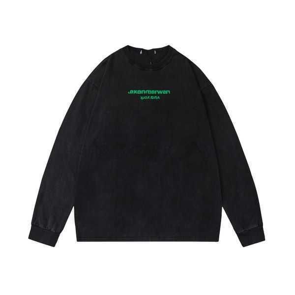 

men's hoodies alexanders designer wangs sweatshirts color foaming letters washed old black long sleeve round neck sweater men women sle