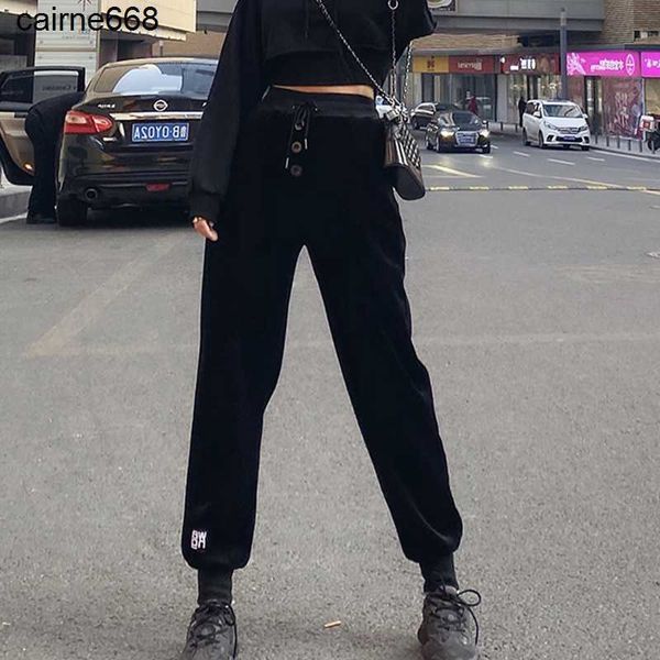 

women's designer pants autumn high waist golden velvet cashmere alexanders leggings leisure sports pants wangs, Black;white