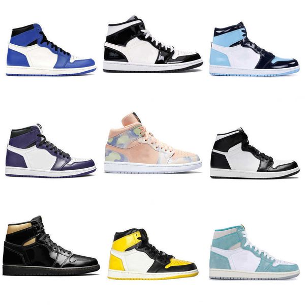 

2021 1 mens basketball shoes 1s high dark mocha court purple light smoke grey fearless lakers yellow unc women sports trainer, Black