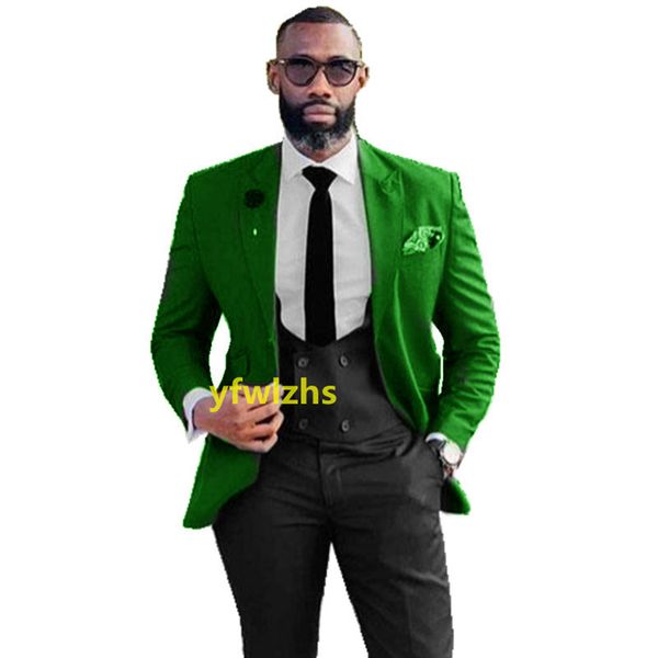 

custom-made groom tuxedos one button men suits peak lapel groomsmen wedding/prom/dinner man blazer jacket pants tie vest m178, Black;gray