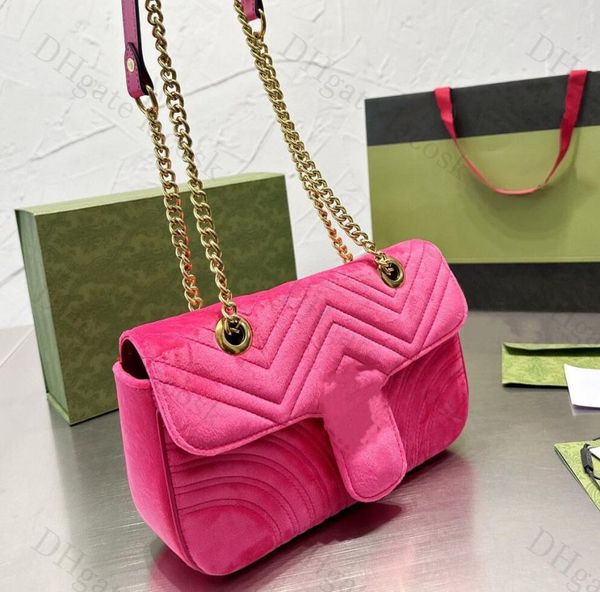 

autumn winter velour handbags wallets fashion buckle letter chain shoulder bags mamont cross body women christmas gift with box