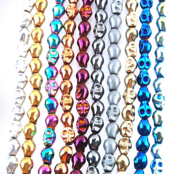 

wojiaer gold plated frost hematite materials beads color retention skull ghost loose spacer beads for jewelry making diy bracelet 15'&#, Black