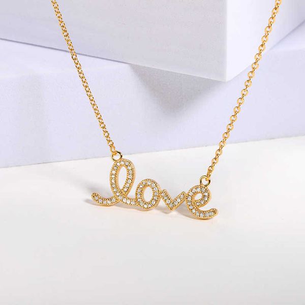 

pendant necklaces romantic love statement necklace for women collares gifts crystals letters pendant necklace engagement jewelry l221011, Silver