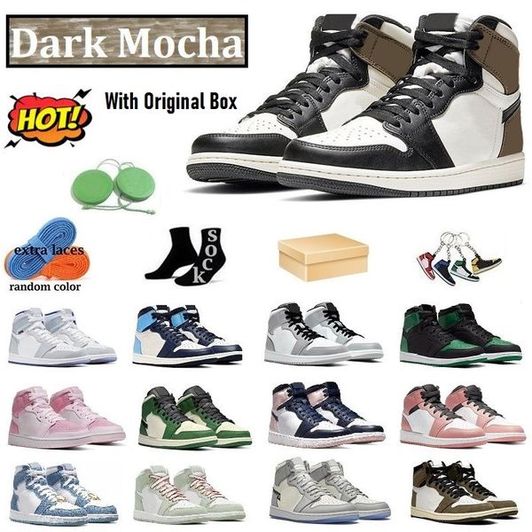 

jumpman 1 1s with box basketball shoes for men sneakers for women running trainers og chicago black white rebellionaire bred patent