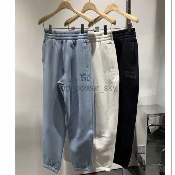

men's pants alexanders designer wangs fashion autumn winter new letter pure color sports casual pants loose plush thickened pants, Black