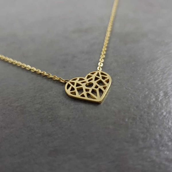 

pendant necklaces elegant heart network statement necklace fashion jewelry stainless steel branch leaf pendant necklace gifts for women l221, Silver