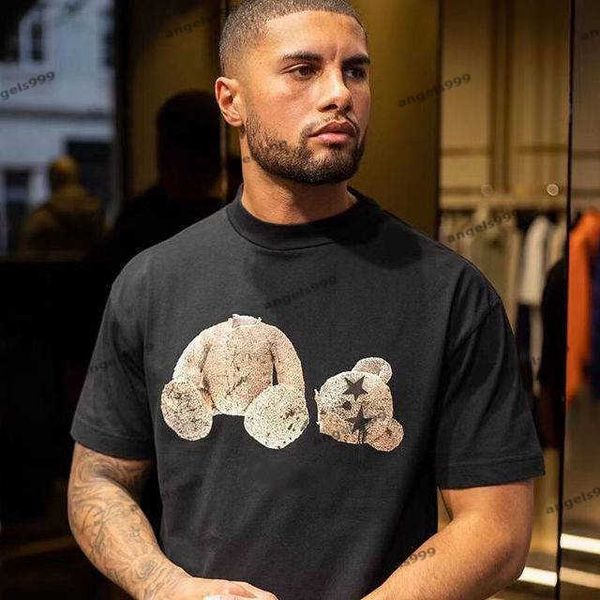 

t shirt correct palmangel beheaded bear high collar street round neck, White;black