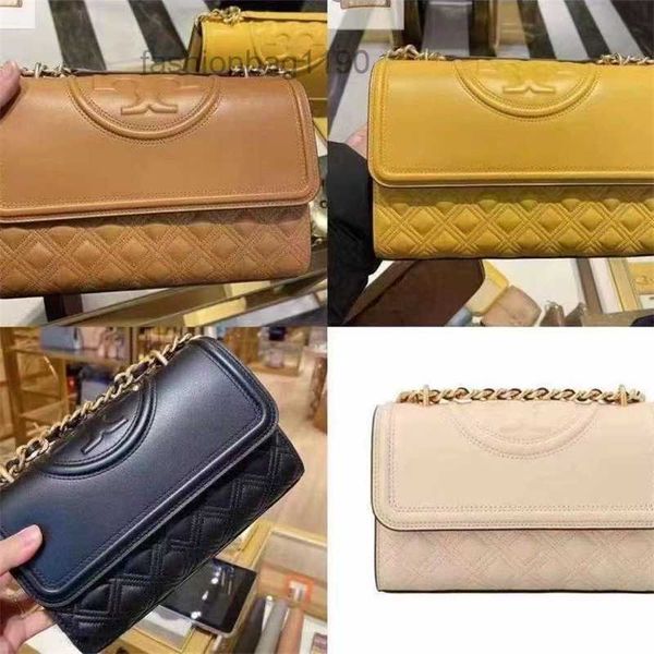 

designer handbags t0rys bag fleming bags foreign trade same european american simple pure color embossed chain rhombic laice single shoulder