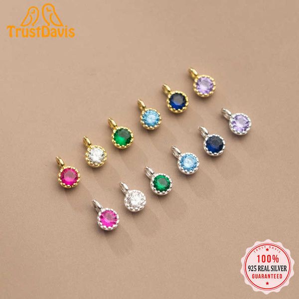 

charm bracelets trustdavis real 925 sterling silver sweet round color cz charms pendant for bracelet necklace diy accessories fine jewelry l, Golden;silver