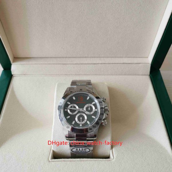 

clean maker mens watch super quality 40mm x 12.5mm cosmograph 116520 black chronograph 904l steel watches cal.4130 movement mechanical autom, Slivery;brown