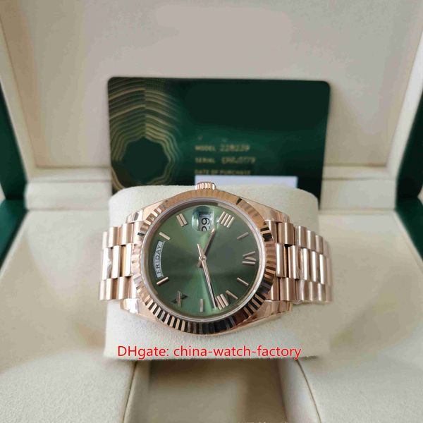 

ew maker mens watch 40mm day-date 228239 president green roman dial 18k rose gold sapphire watches cal.3255 movement mechanical automatic me, Slivery;brown