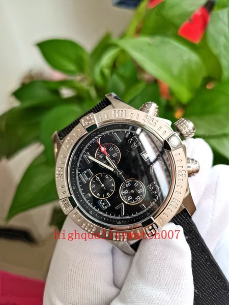 

high-quality watch new version men's fashion wristwatches watches vk quartz chronograph working 47mm black dial nylon strap excellent w, Slivery;brown